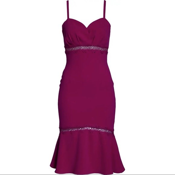 Foxiedox Iris Lace Inset Cocktail Sheath Dress Purple Size Large NWT - Picture 5 of 15